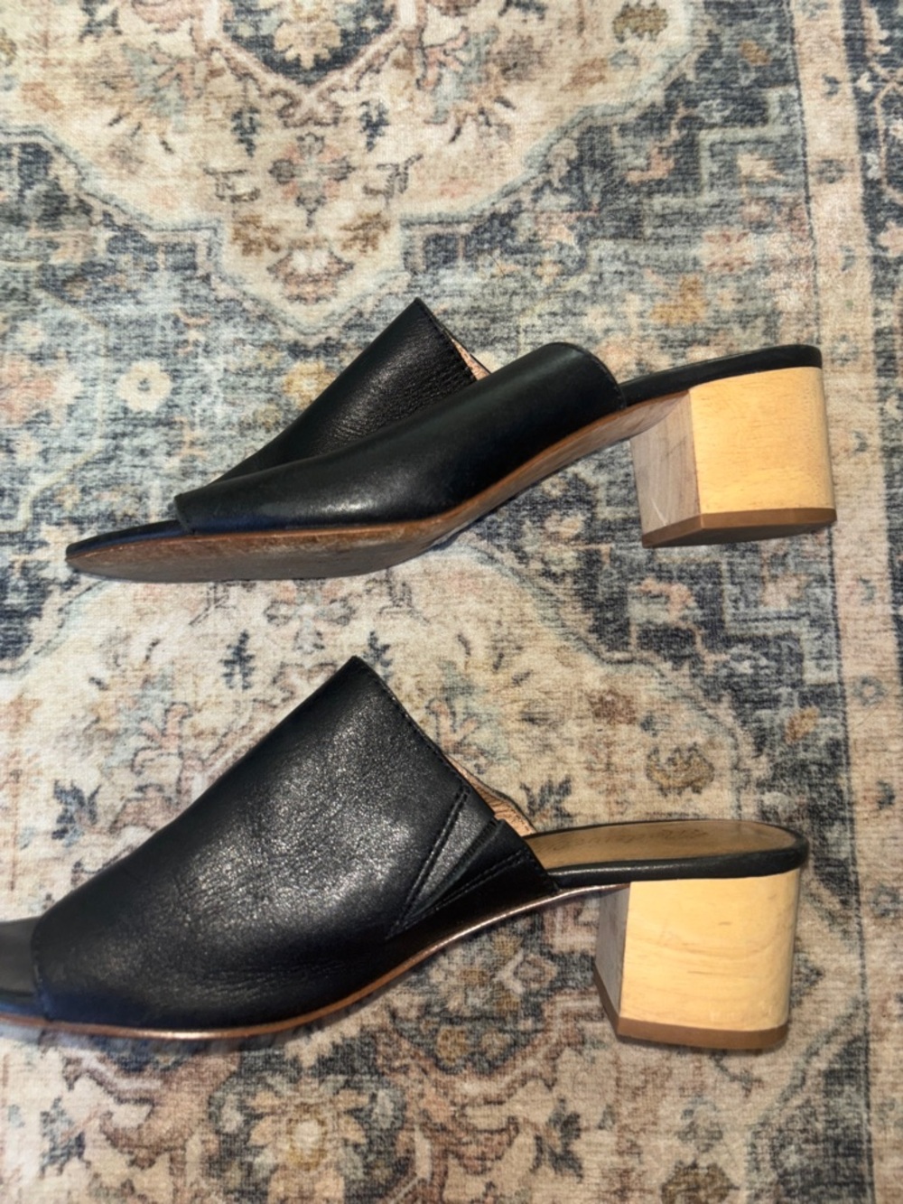 MADEWELL black leather The Devon open toe heeled mules